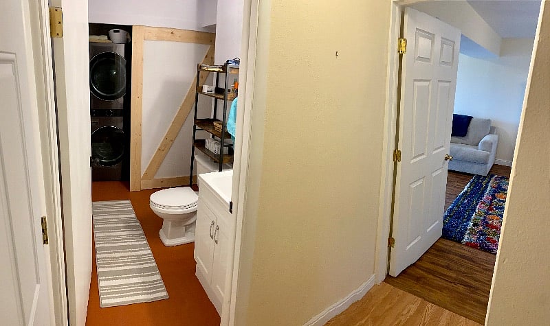 Private bathroom right around the corner from studio.