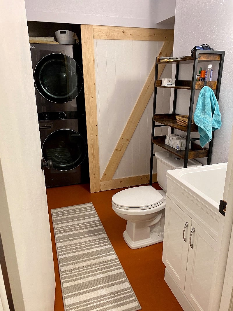 Washer and dryer behind sliding doors