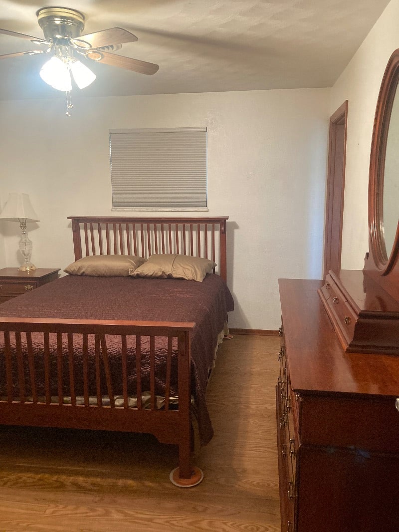 This is the master bedroom with a private bathroom