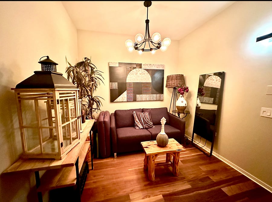This could be used as a office, exercise room or a second bedroom for guests. It has a Lulu lemon mirror that you can do daily exercise classes with.