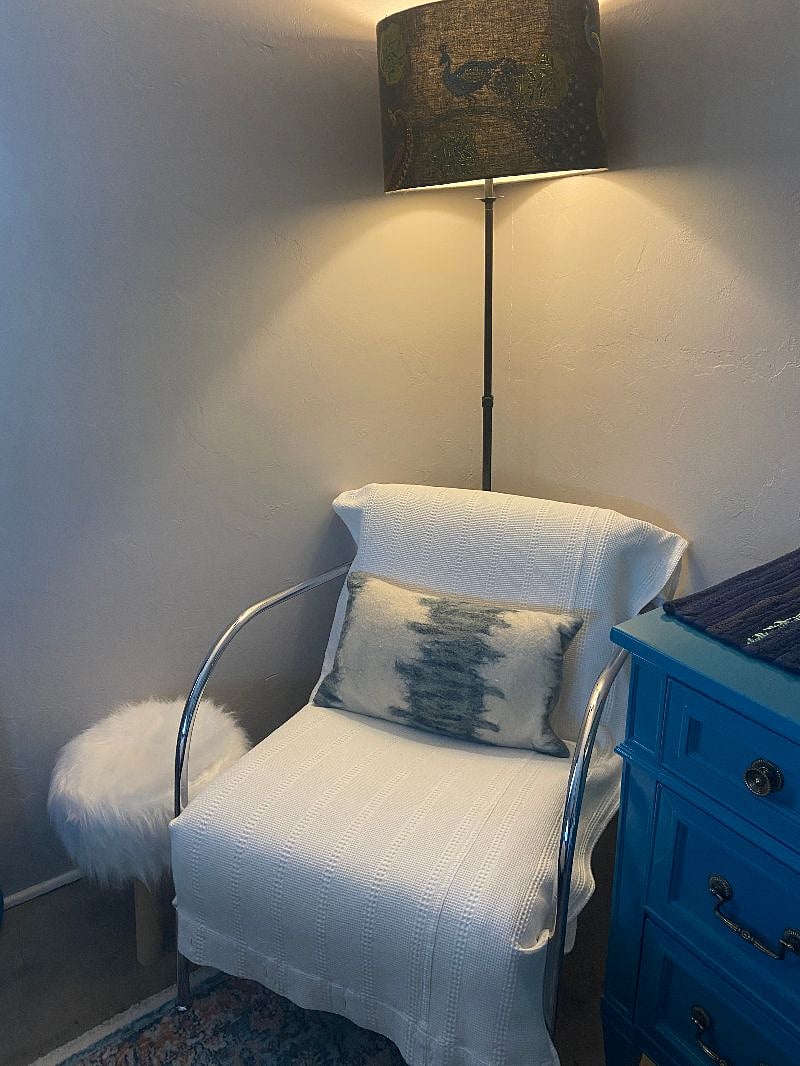 *newly added reading chair in master bedroom