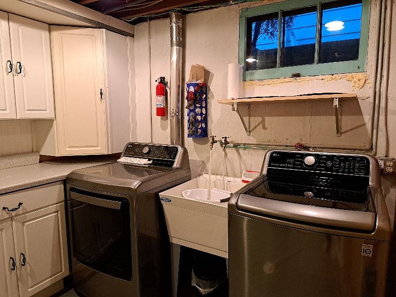 laundry room in basement