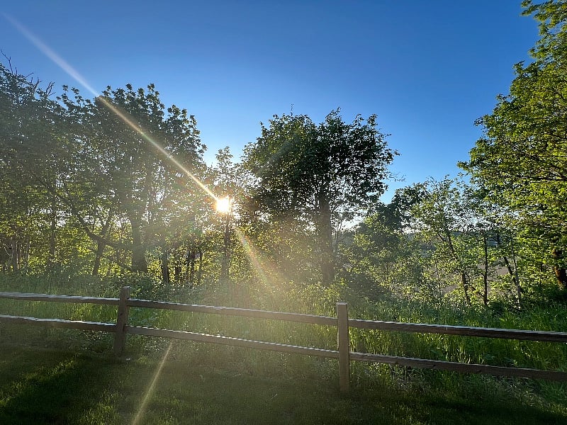 View from the back on the house facing west (sunsets).