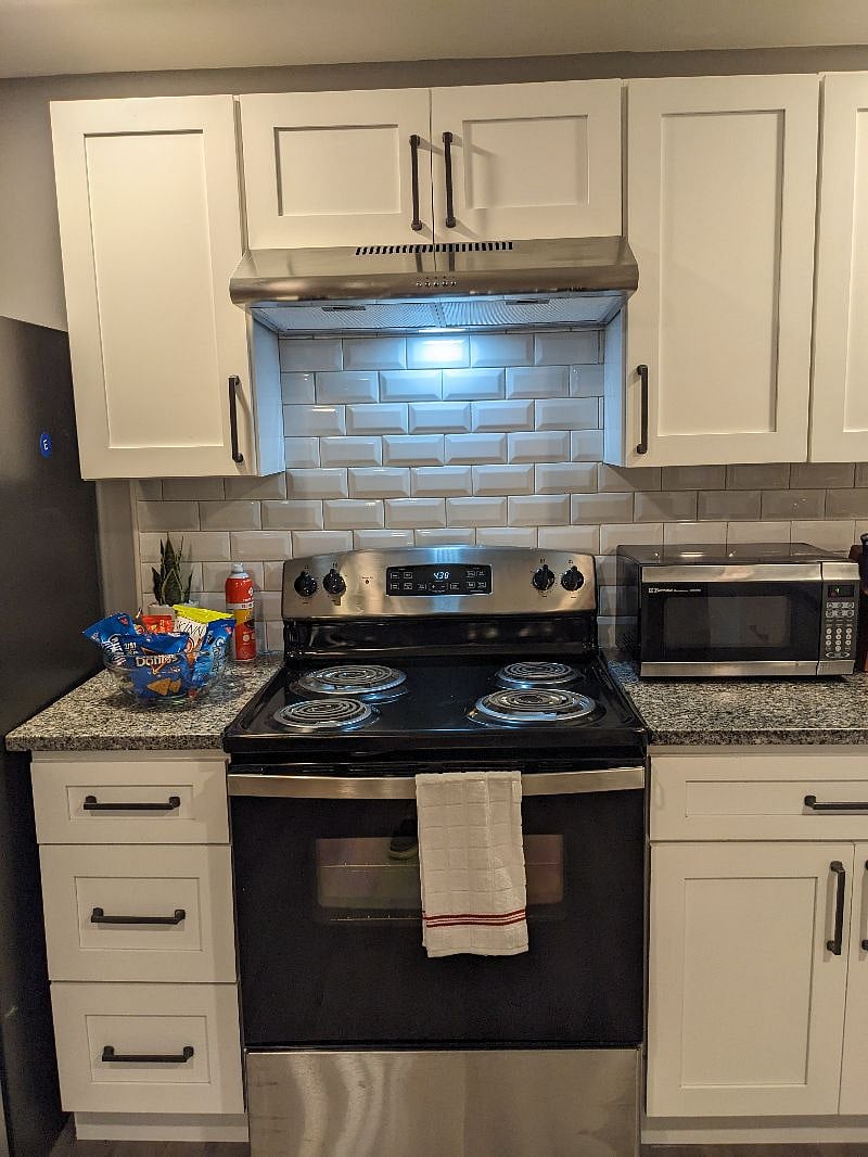 Stainless steel electric stove.