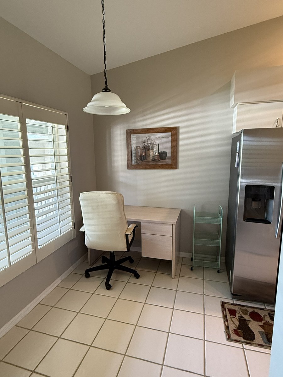 Desk off of kitchen area
