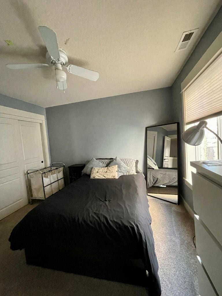 3rd bedroom with double/full bed and closet and dresser. 