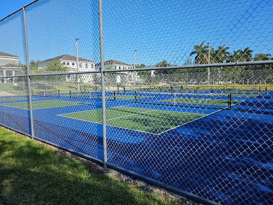 6 Pickleball courts lit for night play.