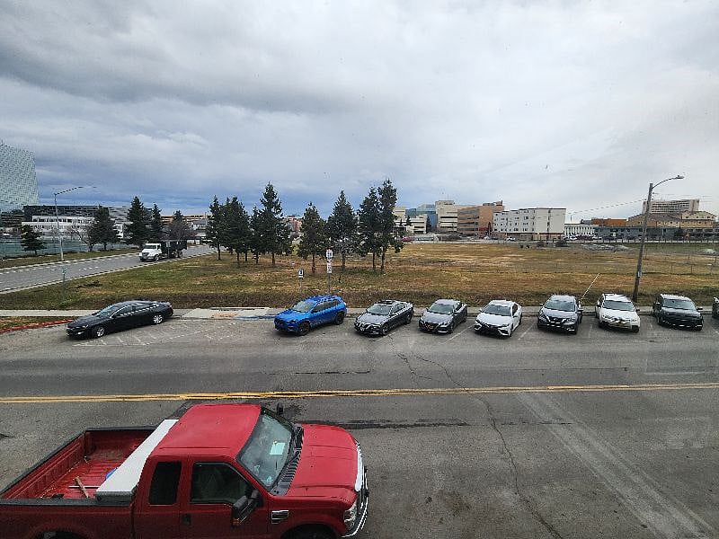 Off street parking in front of the building on the parkstrip