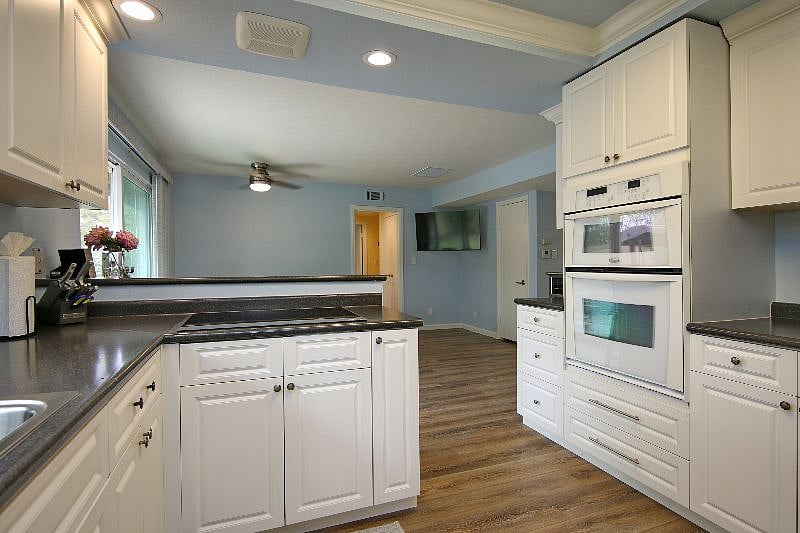 Kitchen with Induction Stove-top, Wall Oven & Microwave & lots of storage.