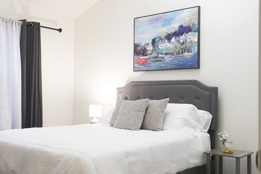 Master Bedroom.

Removable blackout curtains installed.