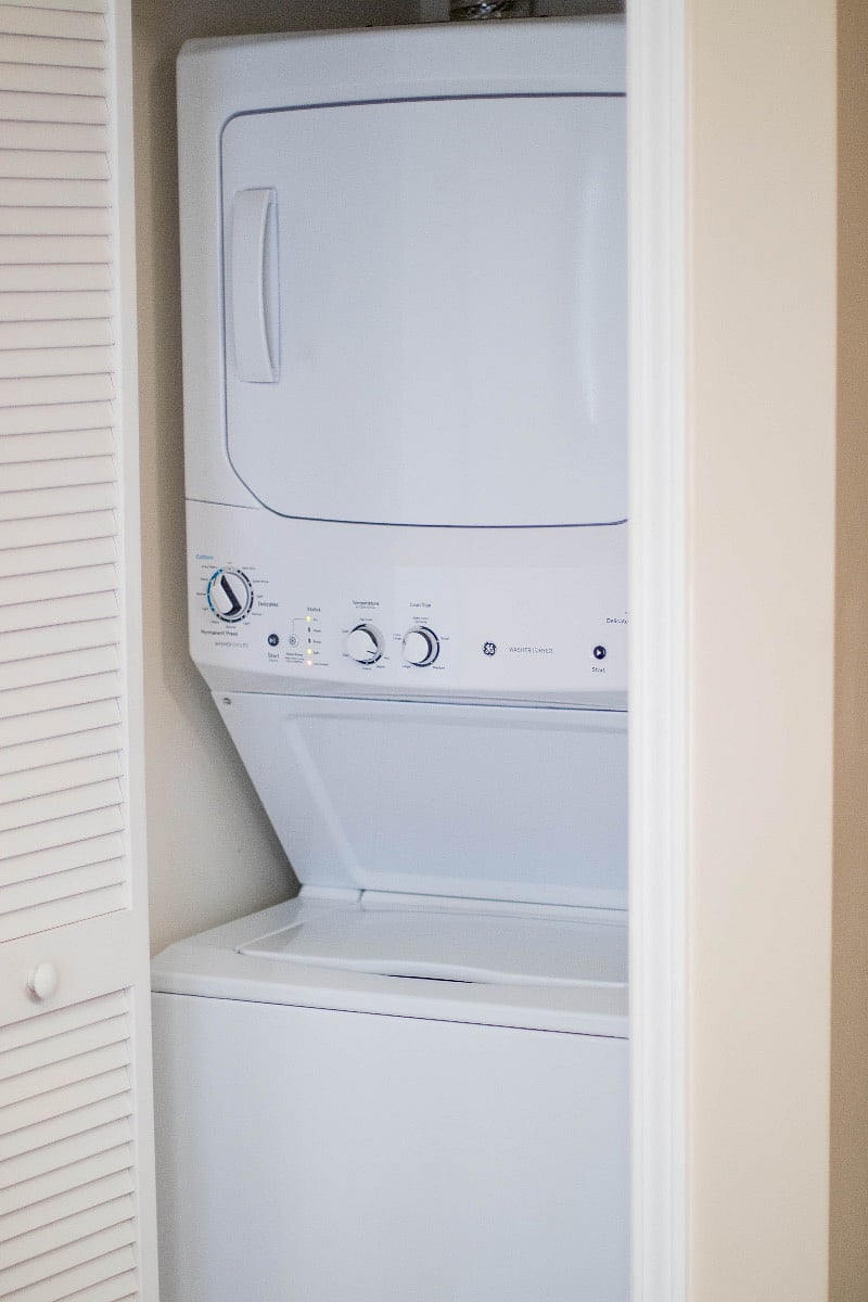 Conveniently located washer and dryer in the kitchen area