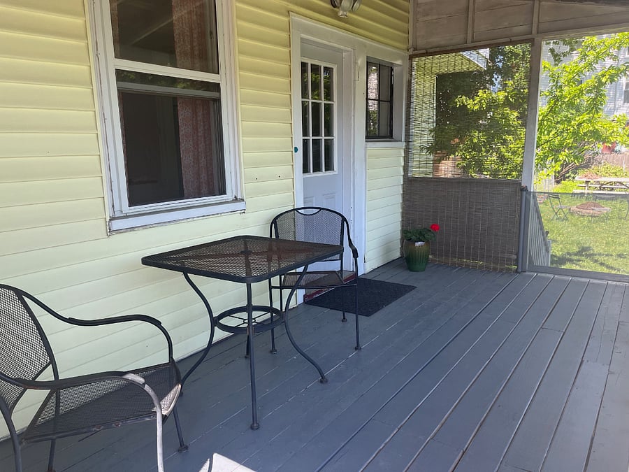 Side porch and entrance to unit