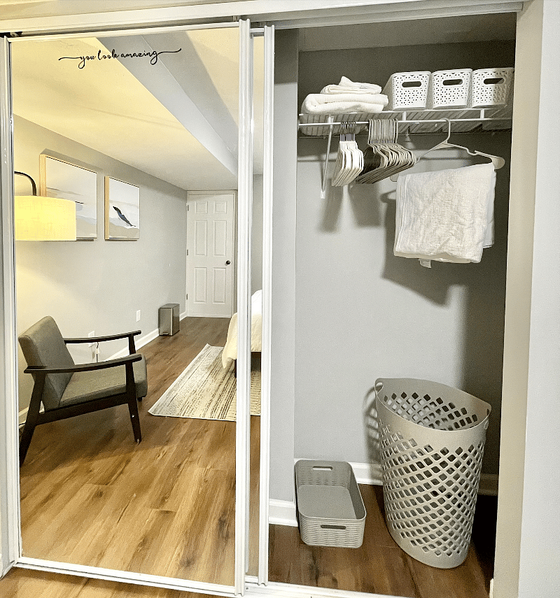 Room 4 has an accent chair, floor lamp for your relax and unwindings! Large clean and fresh closet with organizer system and lots of hangers and baskets for all of your storage needs. USB Wall Charger Power Strip, Multi Plug Outlet.