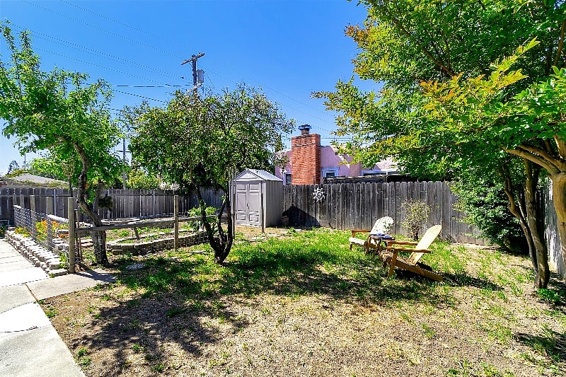 Shared garden with fruit trees.
