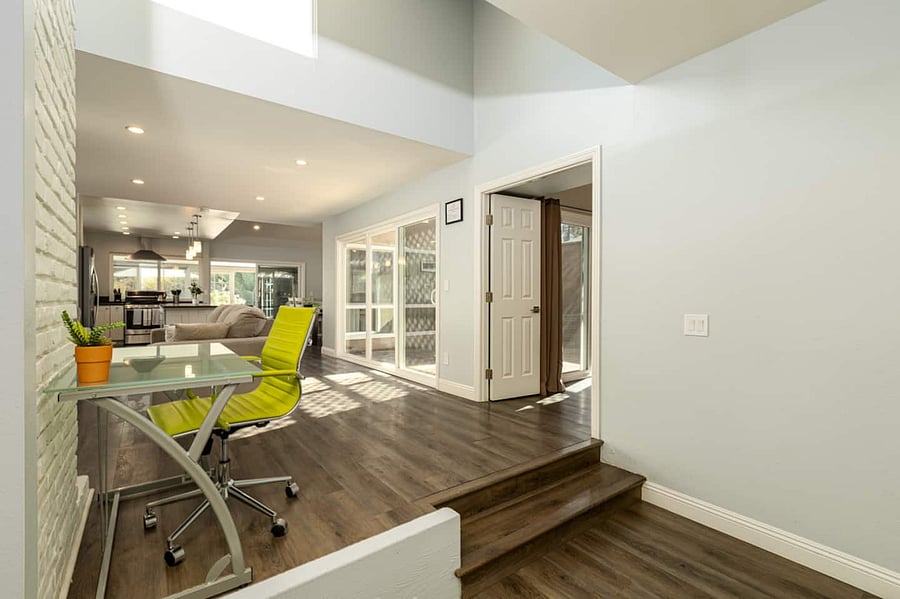 Enjoy the open floor plan and the dedicated workstation to work from home.