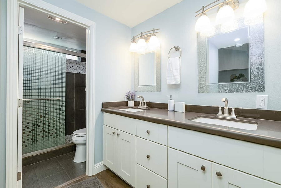 Walk-in shower in the master bathroom