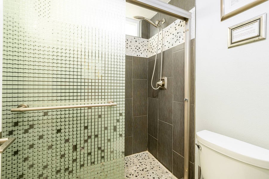 Walk-in shower in the master bathroom