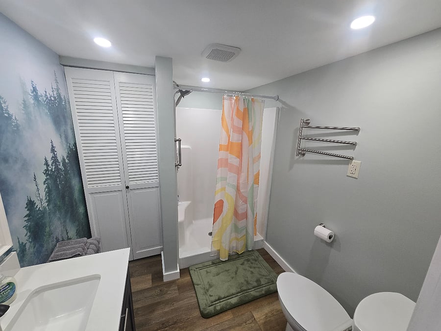 Wide walk-in shower