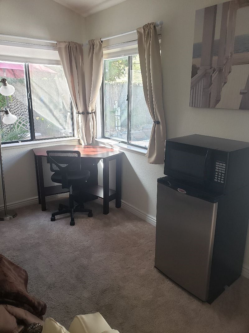 Writing desk, Microwave and mini fridge in your bedroom