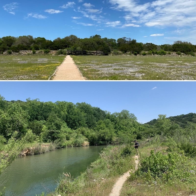 Lots of hiking at Miller Springs Park, directly below Lake Belton