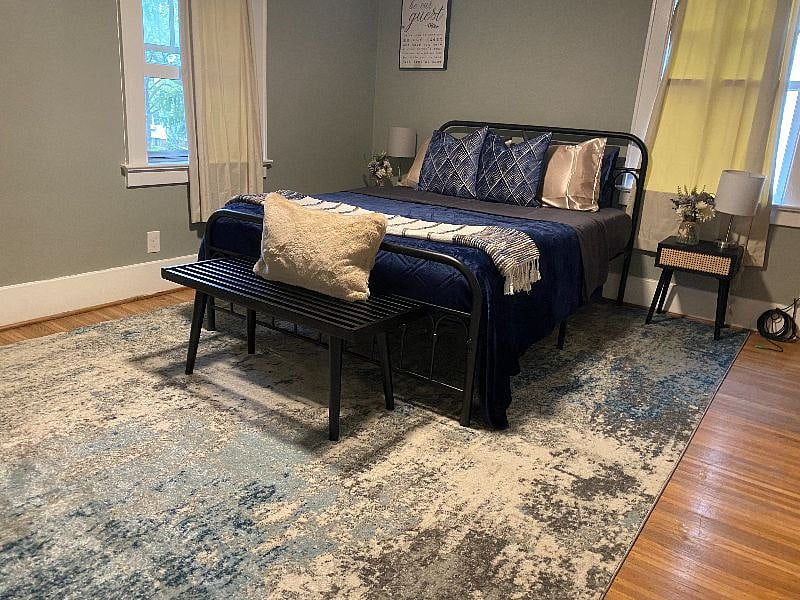 Bedroom #1-Huge with closet. Queen sized bed. Memory foam mattress. Blackout curtains