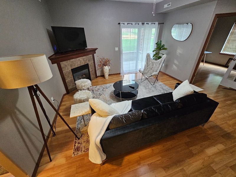 Living space with walk-out porch