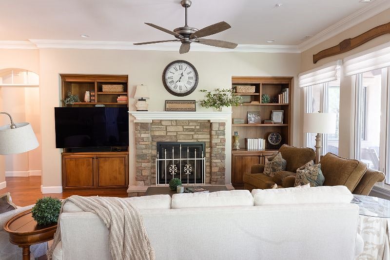 Living room with fireplace