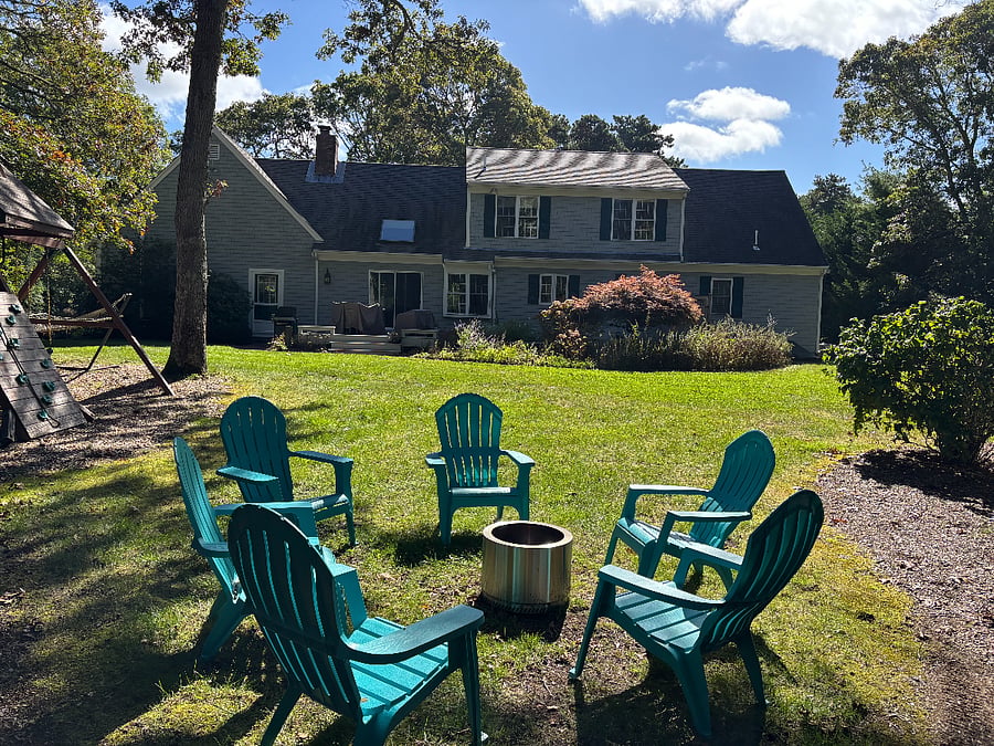 Backyard firepit and swingset