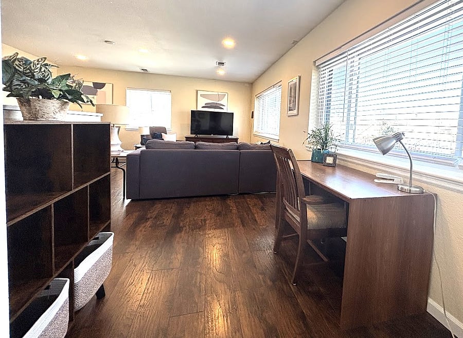 view of living area from office