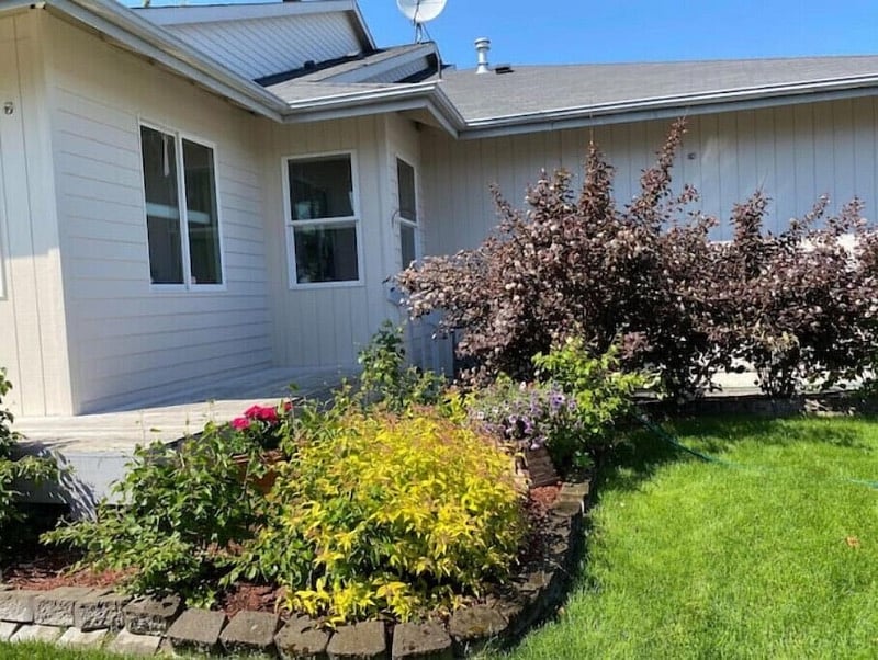 Landscaped front porch