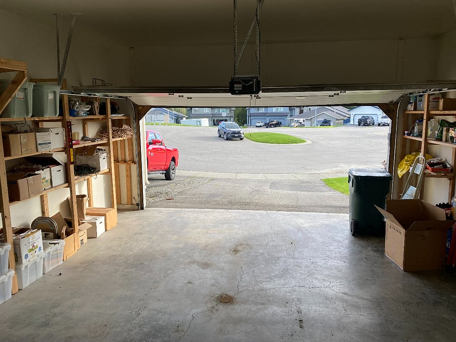 Overside heated two car attached garage.  