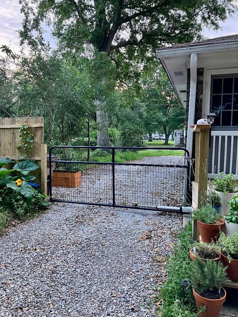 Gated access for privacy and security leads to designated parking spot.