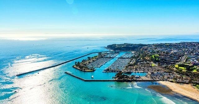 Nearby view of Dana Point Harbor and marina