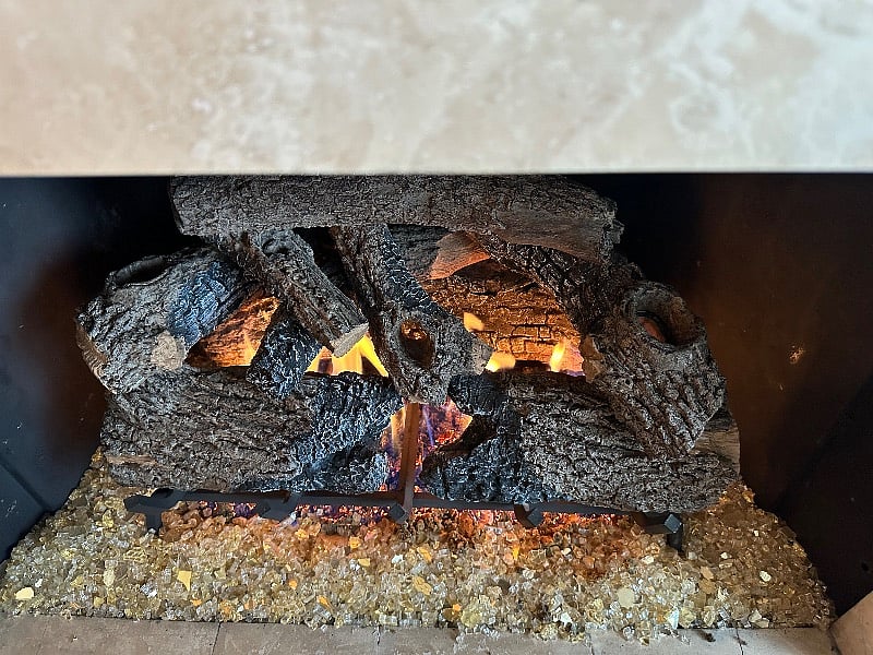 Cozy gas fireplace in living room