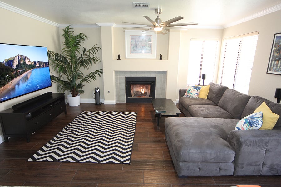 Living Room 85" TV, Sonos Surround Sound. W