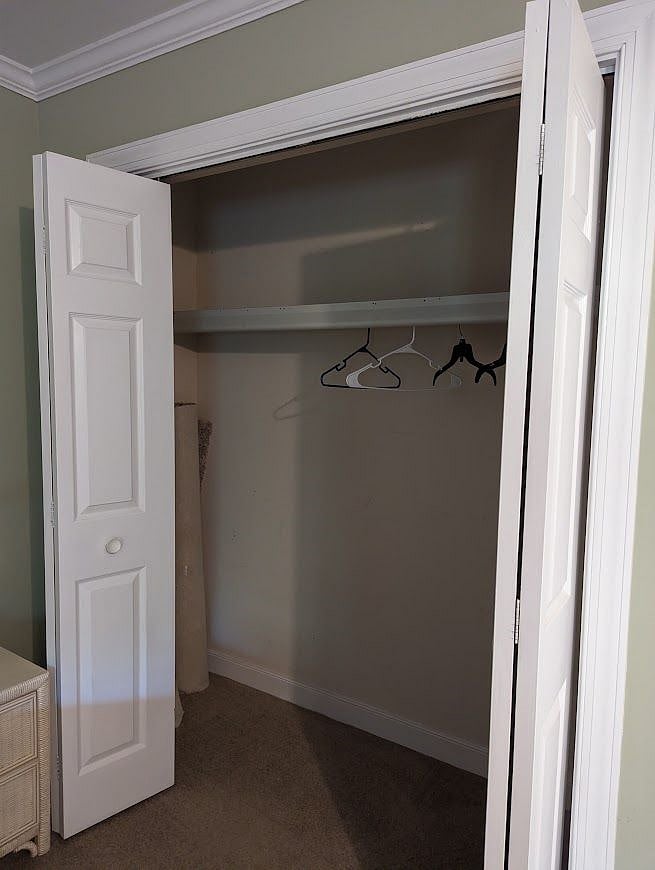 Two closets afford plenty of storage. Additionally, there is closet in the bathroom.