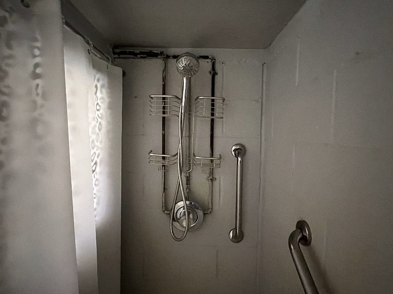 Functional and basic shower fixture.