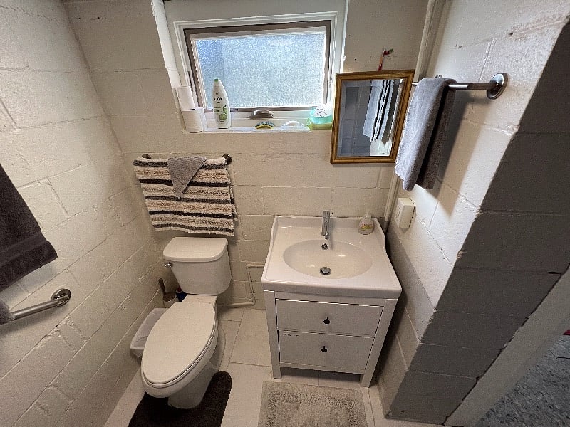 Basic bathroom with natural light.