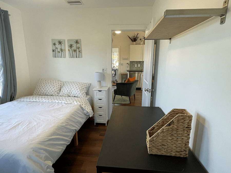 Northside bedroom with full sized bed