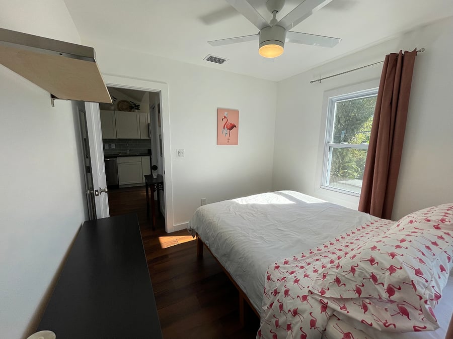 Southside bedroom with queen bed