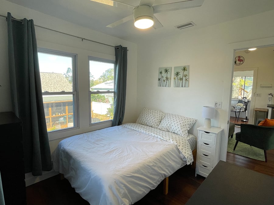 Northside bedroom with full sized bed