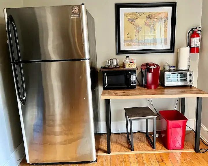 Breakfast nook- includes full sized fridge/freezer, microwave, keurig and toaster oven.