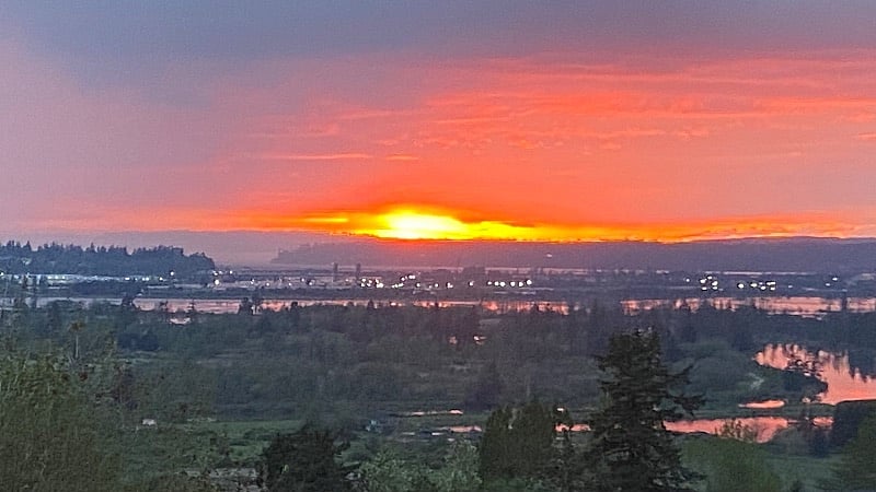 Peekaboo view of sunset