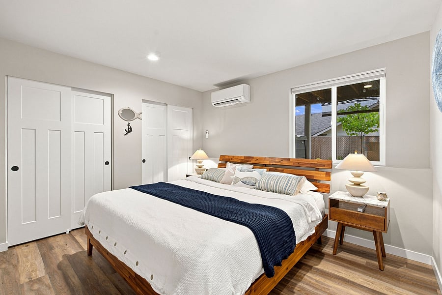 Primary Bedroom with Nectar King Size Bed, two continuous closets