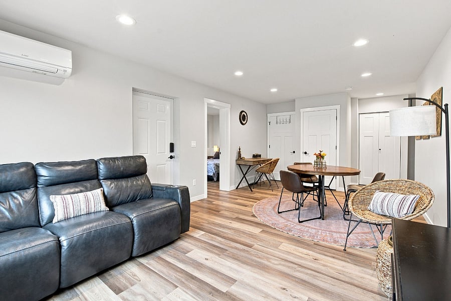 Open Living room, dining, work area