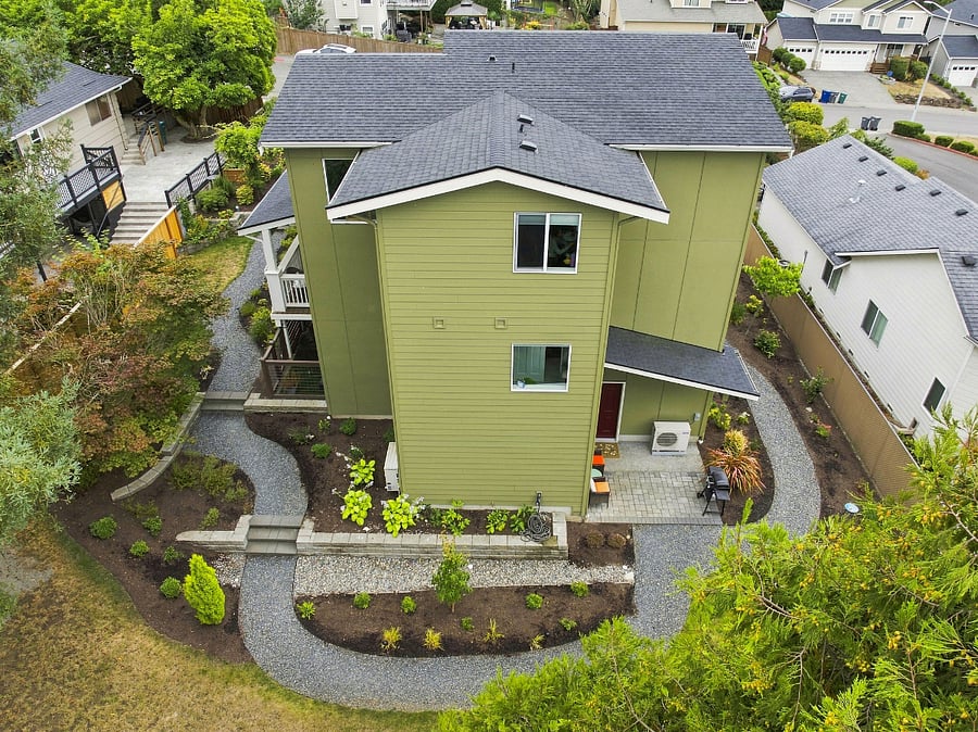 Aerial of yard and entrance