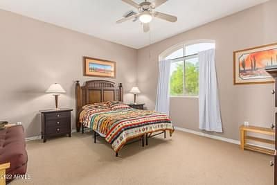 Bedroom with view of lakes