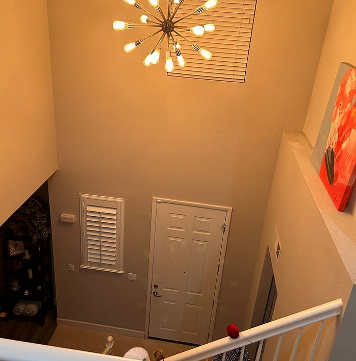 The vantage point from the top of the second floor looking into the entry way