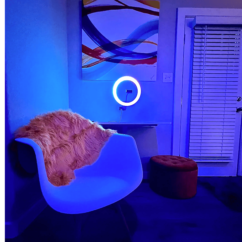 Enjoy a personal workstation with an area to plug in and charge several items, and stream from the LED ring light and phone holder!