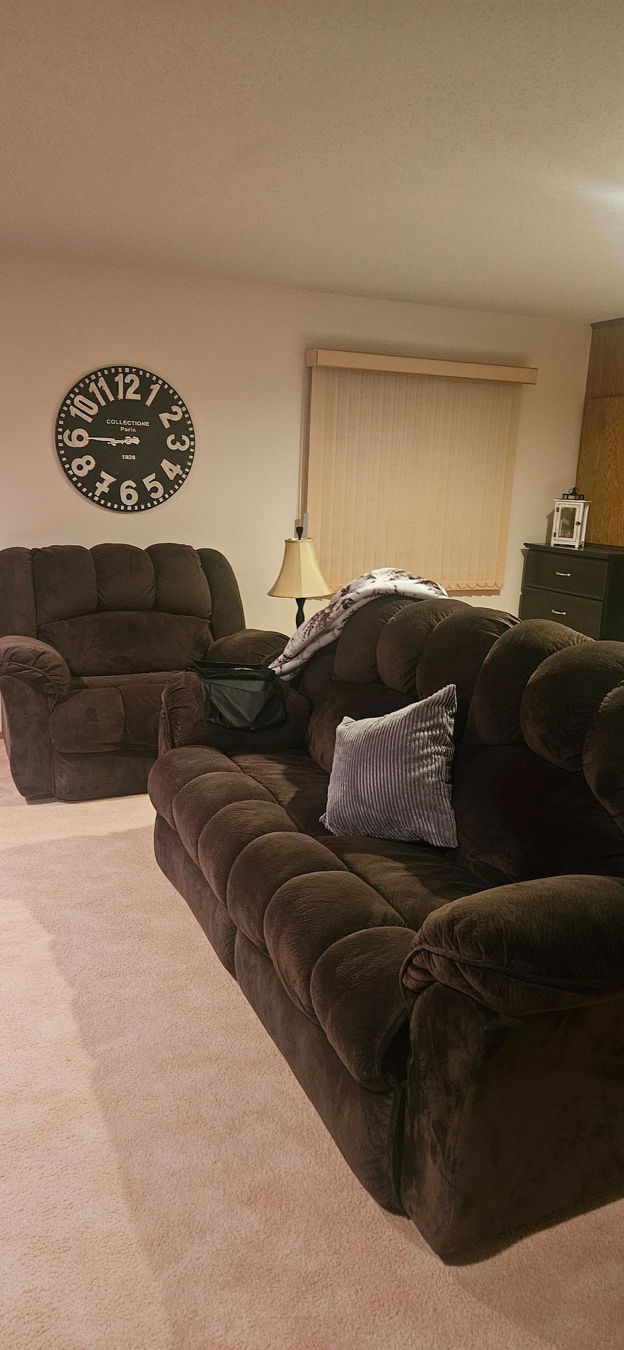 Couch & chair reclines lower level bedroom